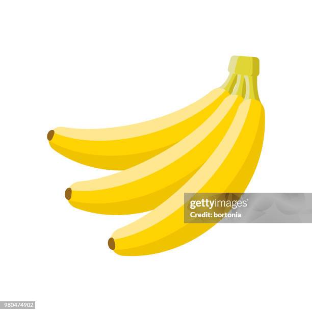 ilustraciones, imágenes clip art, dibujos animados e iconos de stock de icono de fruta plátano diseño plano - platano