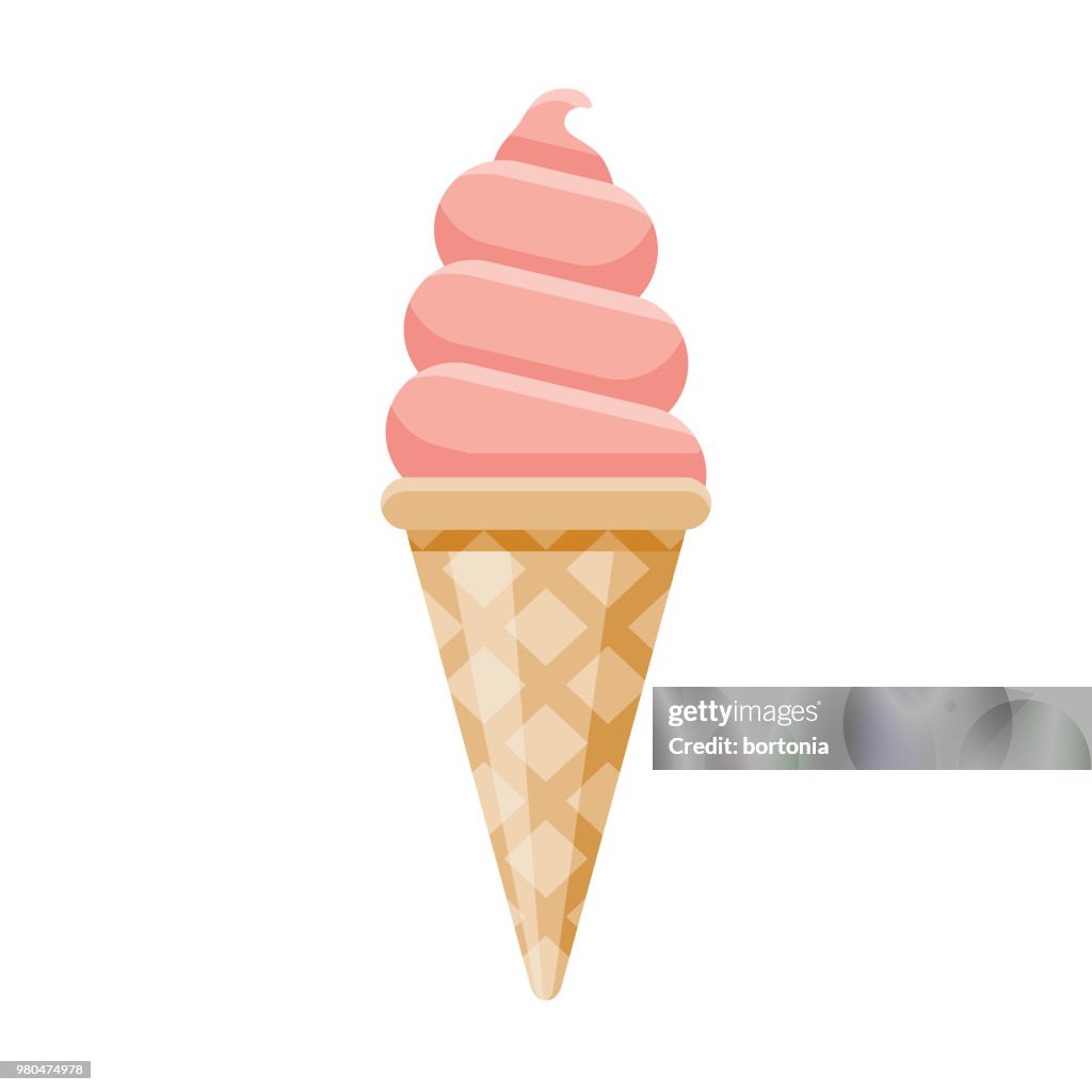 Strawberry Ice Cream Cone platte ontwerp Dessert pictogram