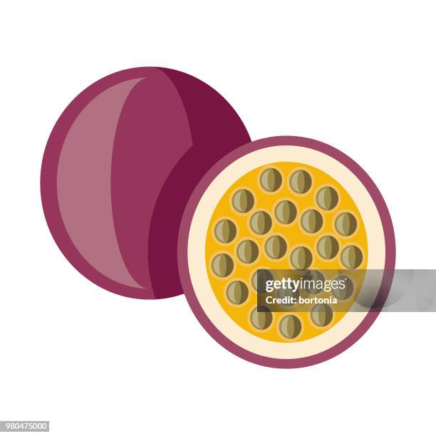 passion fruit flat design icon - passionfruit stock illustrations