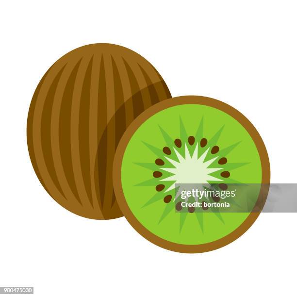 kiwi flat design fruit icon - kiwi fruit stock illustrations