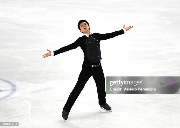 Patrick Chan of Canada competes in the Men Free Skating during the 2010 ISU World Figure Skating Championships on March 25, 2010 in Turin, Italy.