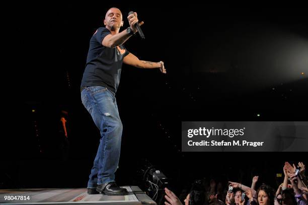 Eros Ramazzotti performs on stage at Olympiahalle on March 25, 2010 in Munich, Germany.