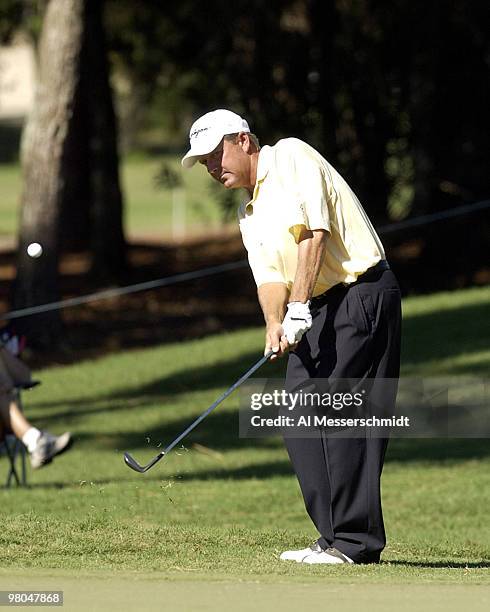 Mark Brooks chips into the 10th green during the first round of the Chrysler Championship, Thursday, October 30 at Palm Harbor, Florida.