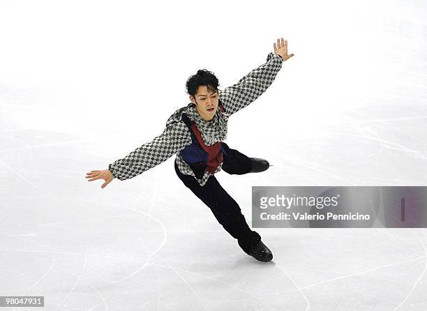 Daisuke Takahashi of Japan competes in the Men Free Skating during the 2010 ISU World Figure Skating Championships on March 25, 2010 in Turin, Italy.
