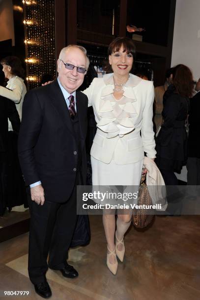 Carlo Giovannelli and Elsa Martinelli attend the opening of the ''Ester Maria Rivaroli'' flagship store on March 25, 2010 in Rome, Italy.