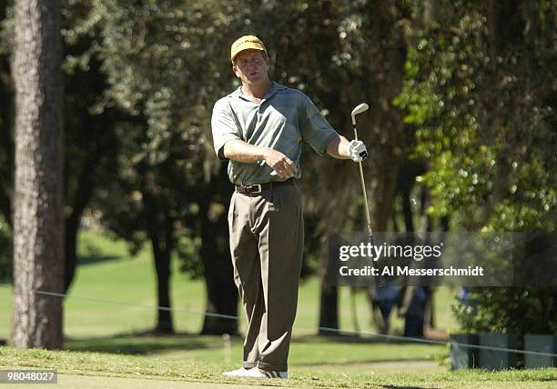 Fred Funk chips into the 10th green during the first round of the Chrysler Championship, Thursday, October 30 at Palm Harbor, Florida.