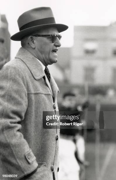 Head coach George Halas of the Chicago Bears looks on during a game in an undated photo, circa 1960s.