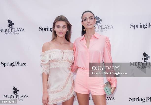 Models Madison Headrick and Sofia Resing attend the Mery Playa Swimwear Launch on June 20, 2018 in New York City.