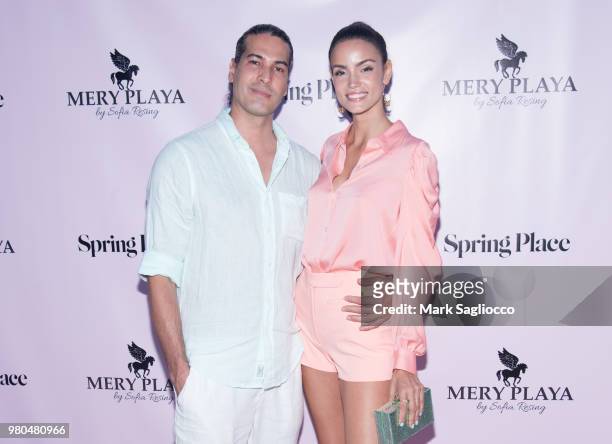 Luis Borges and Sofia Resing attend the Mery Playa Swimwear Launch on June 20, 2018 in New York City.