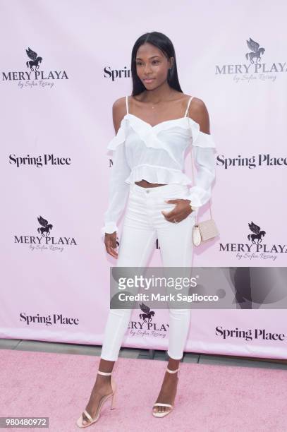 Model Afiya Bennet attend the Mery Playa Swimwear Launch on June 20, 2018 in New York City.