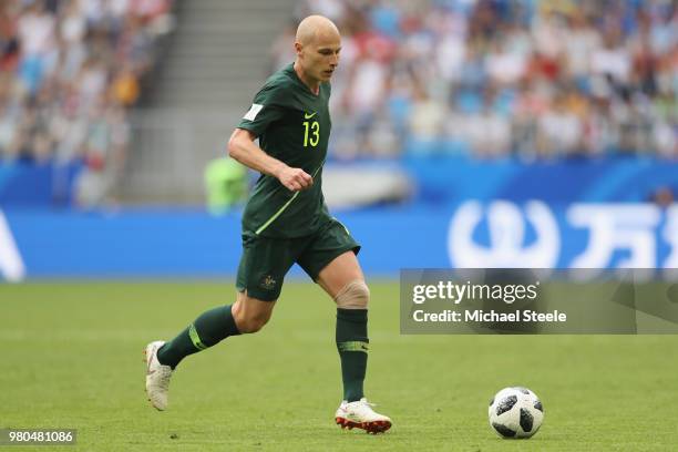 Aaron Mooy of Australia during the 2018 FIFA World Cup Russia group C match between Denmark and Australia at Samara Arena on June 21, 2018 in Samara,...