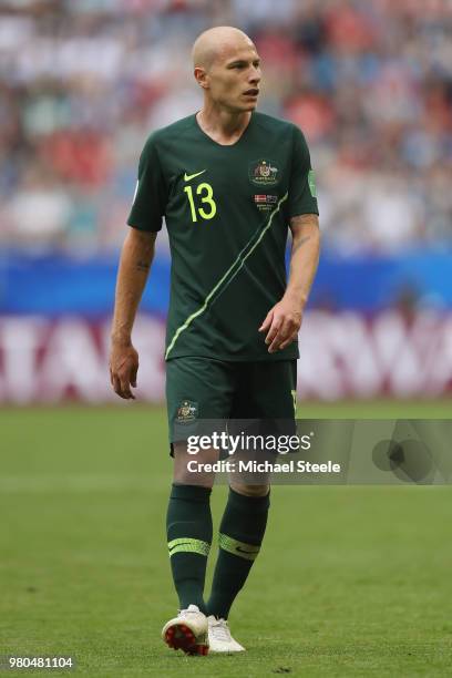 Aaron Mooy of Australia during the 2018 FIFA World Cup Russia group C match between Denmark and Australia at Samara Arena on June 21, 2018 in Samara,...