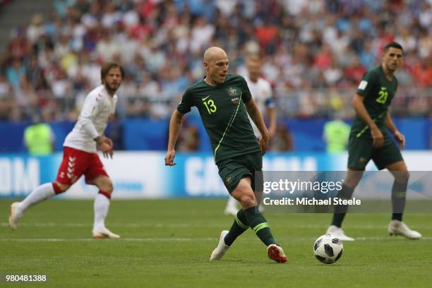 Aaron Mooy of Australia during the 2018 FIFA World Cup Russia group C match between Denmark and Australia at Samara Arena on June 21, 2018 in Samara,...