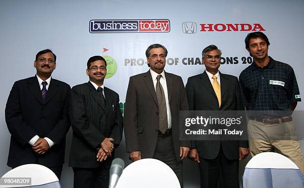 Anil Mehra with Indian Golfer Jyoti Randhawa at a press conference announcing the launch of 15th edition of the Business Today-Honda Pro-Am of...