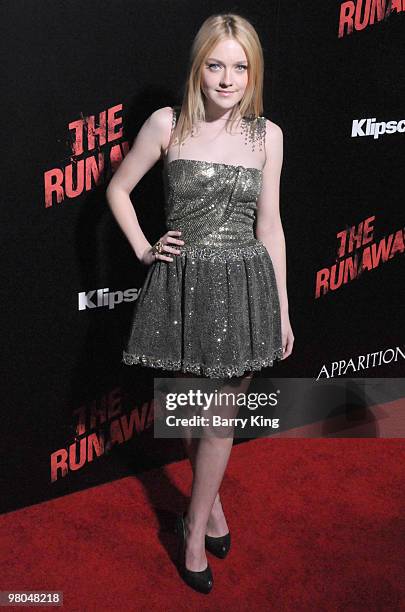 Actress Dakota Fanning arrives at the Los Angeles Premiere "The Runaways" at the ArcLight Cinemas Cinerama Dome on March 11, 2010 in Hollywood,...