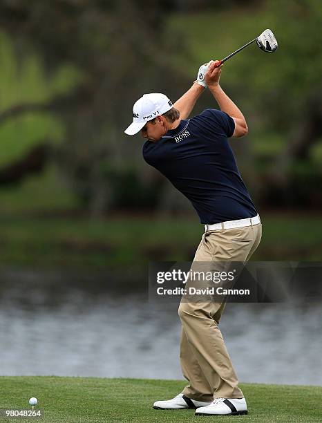 Nick Watney of the USA drives at the 16th hole during the first round of the Arnold Palmer Invitational presented by Mastercard at the Bayhill Club...