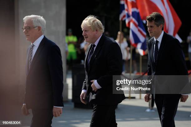 The Foreign Secretary Boris Johnson and Defence Secretary Gavin Williamson visit Warsaw, Poland on June 21, 2018 to meet with Polish minister of...