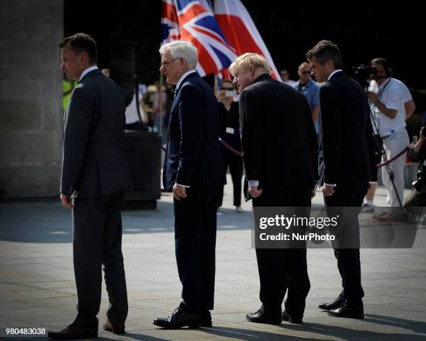The Foreign Secretary Boris Johnson and Defence Secretary Gavin Williamson visit Warsaw, Poland on June 21, 2018 to meet with Polish minister of...
