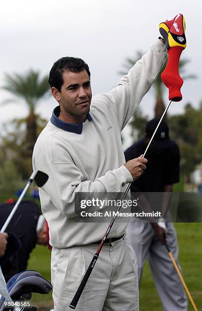 Pete Sampras competes in the PGA Tour's 45th Bob Hope Chrysler Classic Pro Am at Bermuda Dunes Coountry Club January 21, 2004.