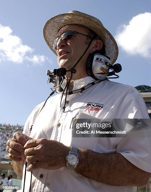 Car Owner Jack Roush watches qualifying Friday, November 14, 2003 for the Ford 400 NASCAR Winston Cup race at Homestead-Miami Speedway.