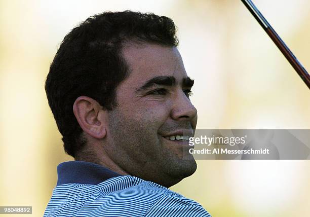 Pete Sampras competes in the PGA Tour's 45th Bob Hope Chrysler Classic Pro Am at Bermuda Dunes Coountry Club January 21, 2004.