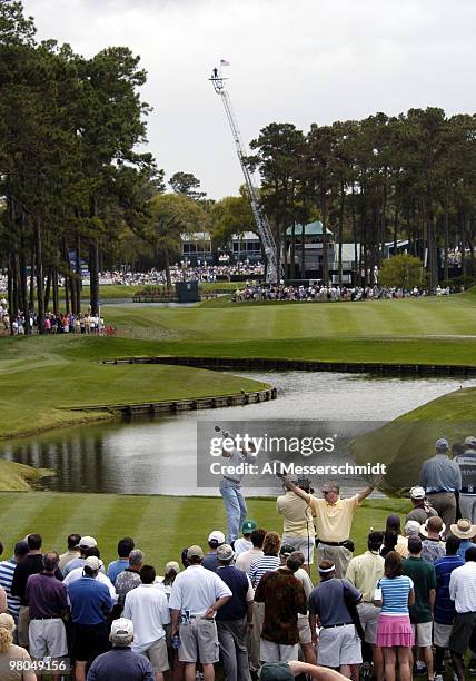 Adam Scott tees off on the 16th hole during second-round play at the PGA Tour's Player's Championship in Ponte Vedra Beach, FL March 26, 2004.