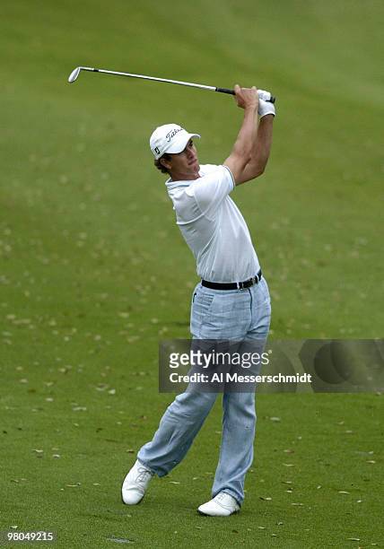 Adam Scott hits into the ninth green during second-round play at the PGA Tour's Players Championship March 26, 2004.