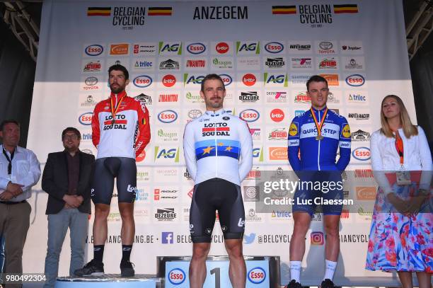 Podium / Thomas De Gendt of Belgium and Team Lotto Soudal Silver Medal / Victor Campenaerts of Belgium and Team Lotto Soudal European Champion Jersey...