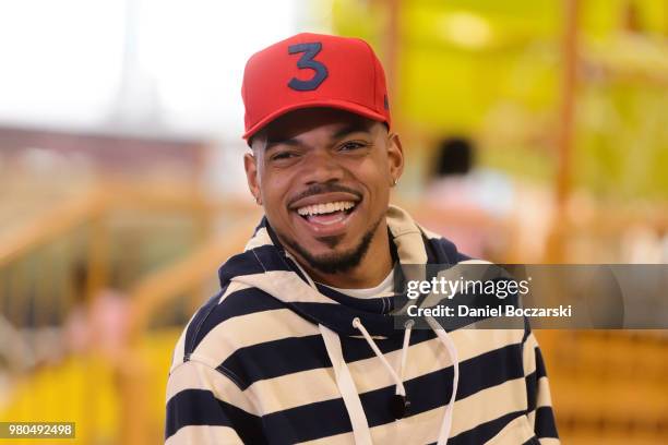 Chance the Rapper attends the Great Wolf Lodge Illinois grand opening celebration at Great Wolf Lodge Illinois on June 21, 2018 in Gurnee, Illinois.