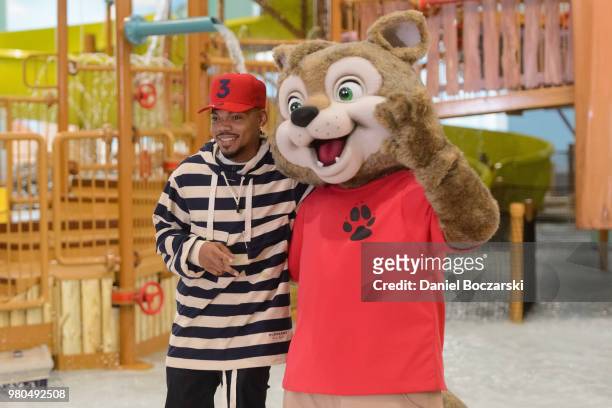 Chance the Rapper attends the Great Wolf Lodge Illinois grand opening celebration at Great Wolf Lodge Illinois on June 21, 2018 in Gurnee, Illinois.