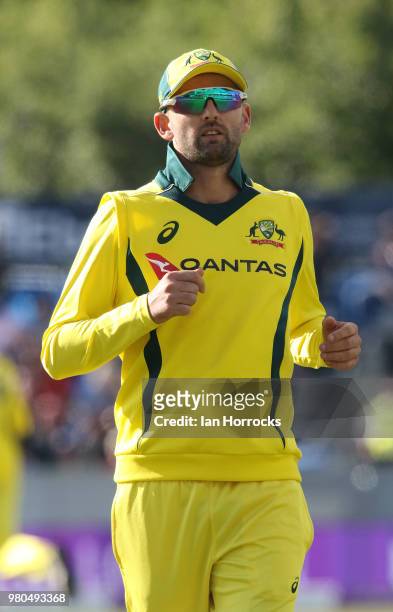Nathan Lyon of Australia during the 4th Royal London ODI at Emirates Durham ICG on June 21, 2018 in Chester-le-Street, England.