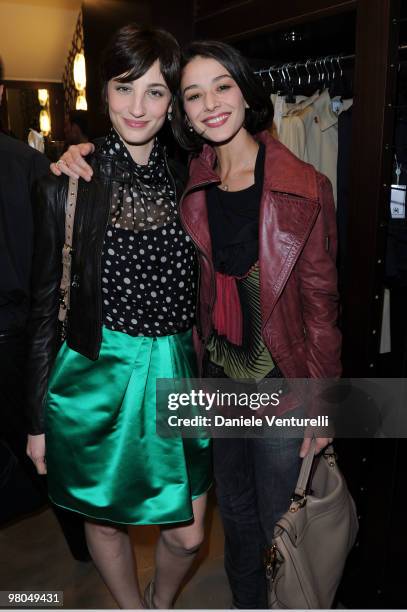 Actress Francesca Inaudi and Nicole Giraudo attend the Ester Maria Rivaroli Flagship Store Opening on March 25, 2010 in Rome, Italy.