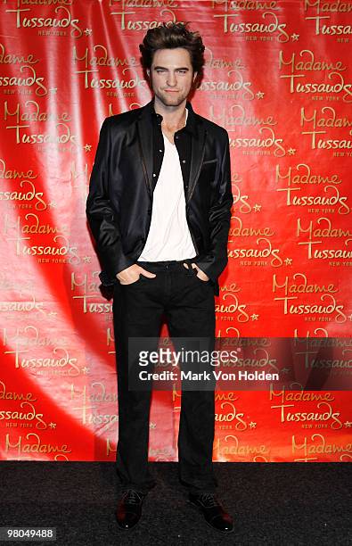 The Robert Pattinson wax figure is unveiled at Madame Tussauds on March 25, 2010 in New York City.