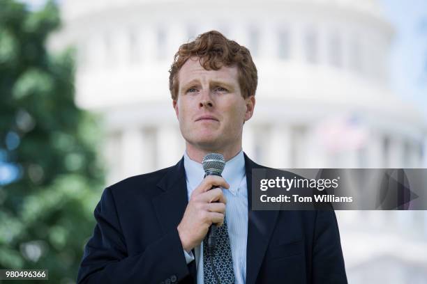 Rep. Joe Kennedy, D-Mass., speaks at a rally on the East Front lawn of the Capitol to condemn the separation and detention of families at the border...