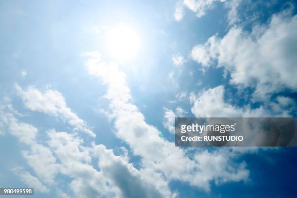 cloudy sky and sun - clear sky stock pictures, royalty-free photos & images