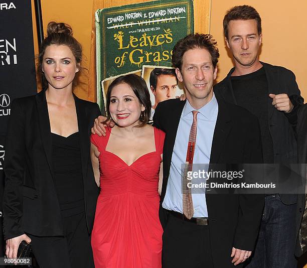 Keri Russell, Lucy DeVito, director Tim Blake Nelson and Edward Norton attend the special screening of "Leaves of Grass">> at Landmark's Sunshine...