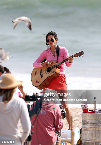 Courteney Cox-Arquette is seen on the set of "Cougar Town" in Santa Monica on March 25, 2010 in Los Angeles, California.