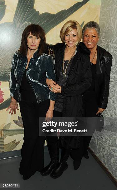 Norma Haymen, Glynis Barber and Jan Gold attend the opening of the Urban Golf Centre on March 25, 2010 in London, England.