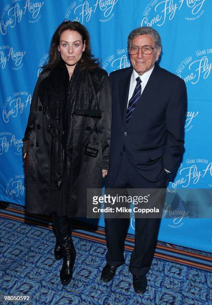 Singer Tony Bennett and daughter Joanna Bennett attend the Broadway opening of "Come Fly Away" at the Marriott Marquis on March 25, 2010 in New York...