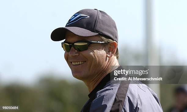 Toronto Blue Jays manager John Gibbons watches drills during a spring training workout February 21, 2005.
