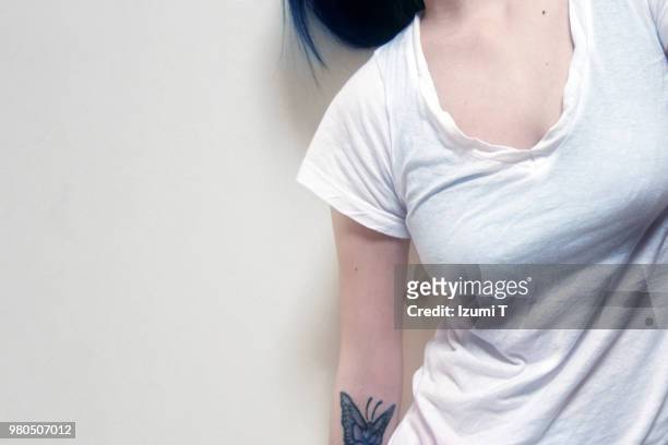 t-shirt - butterfly tattoos stock pictures, royalty-free photos & images