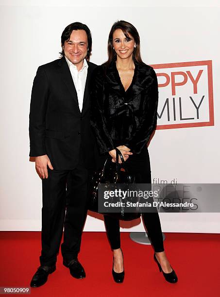 Fabio Caressa and Benedetta Parodi attend 'Happy Family' Milan Premiere held at Cinema Apollo on March 25, 2010 in Milan, Italy.