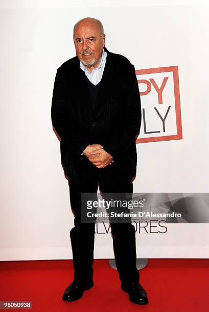 Designer Elio Fiorucci attend 'Happy Family' Milan Premiere held at Cinema Apollo on March 25, 2010 in Milan, Italy.