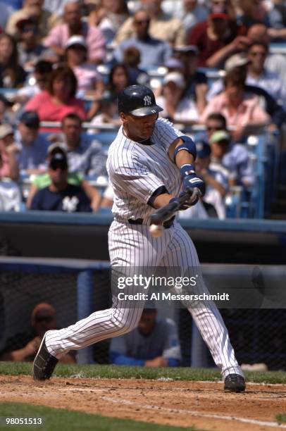 New York Yankees right fielder Gary Sheffield bats against the Kansas City Royals April 13, 2006 in New York. The Yankees defeated the Royals 9 - 3...