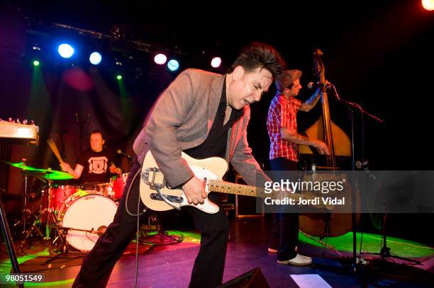Jimmy Lester, Chris Casello and Dave Roe perform on stage at Sala Apolo on March 25, 2010 in Barcelona, Spain.