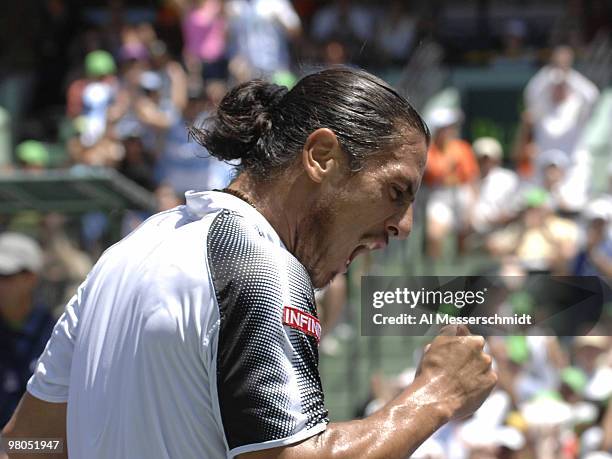 Guillermo Canas in the men's final at the 2007 Sony Ericsson Open at Crandon Park in Key Biscayne, Florida on April 1, 2007. Novak Djokovic defeated...