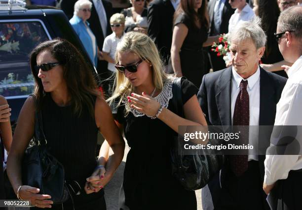 Family members of Saxon Bird, mother Dana Bird , sister Arielle Bird and father Phil Bird leave the funeral service of Saxon Bird, the NSW under 19...