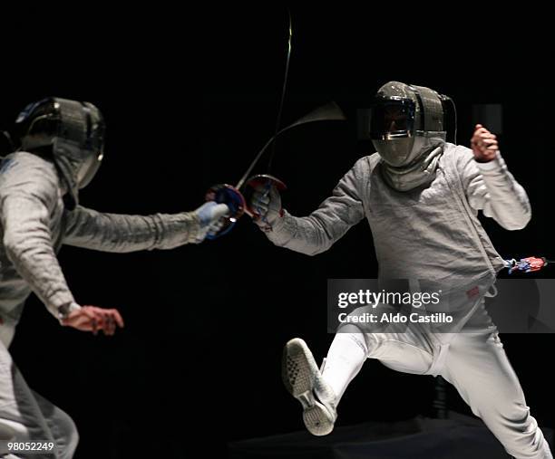 Alexander Achten of Argentina in action against Renzo Agresta as part of 2010 Odesur South America Games on March 25, 2010 in Medellin, Colombia.