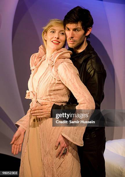 Anna Winslet, sister of Kate Winslet and Christoph Dostal star in a scene from 'The Power of Love' at The Courtyard Theatre on March 25, 2010 in...