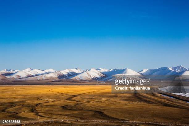 plateau landscape of tibet,china. - sod field stock pictures, royalty-free photos & images